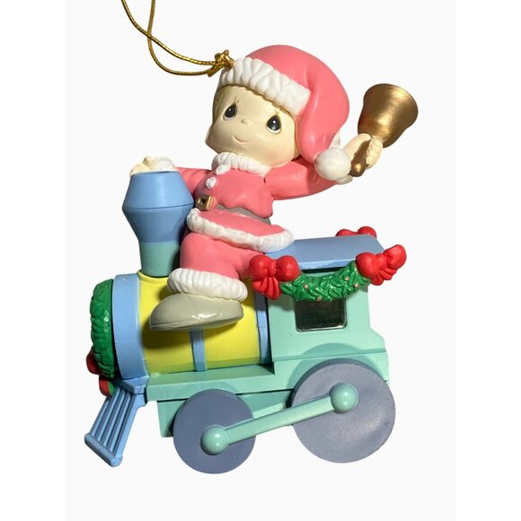 Precious Moments Lighted Christmas Ornament Santa Claus On A Train 1999 Enesco - Picture 1 of 16
